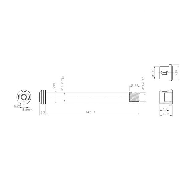 Thru Axle 15mm 145mm P1.5